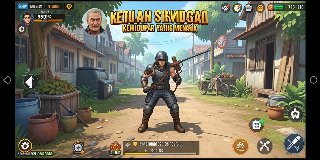 Screenshot utama 55RP menampilkan gameplay simulasi kehidupan yang interaktif.