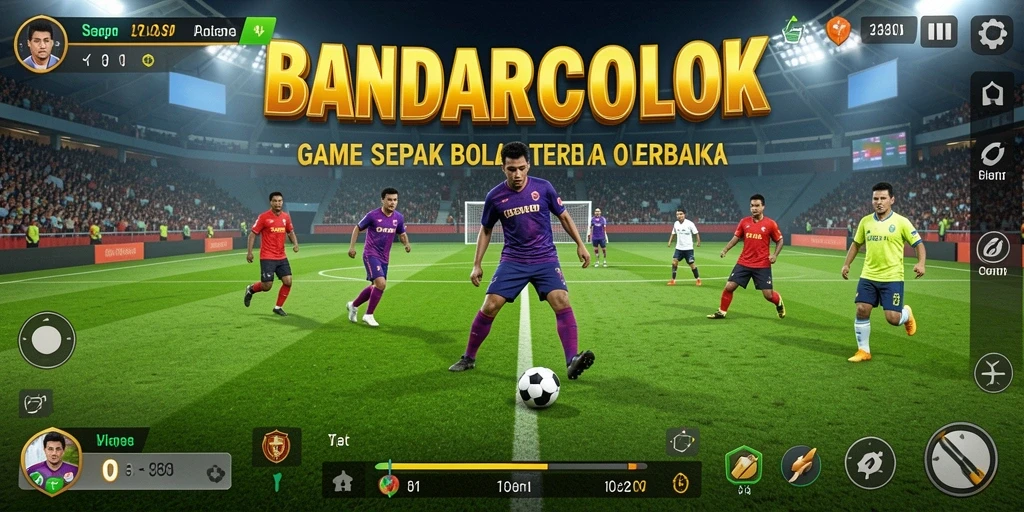 Tampilan gameplay BANDARCOLOK dengan aksi sepak bola yang seru.