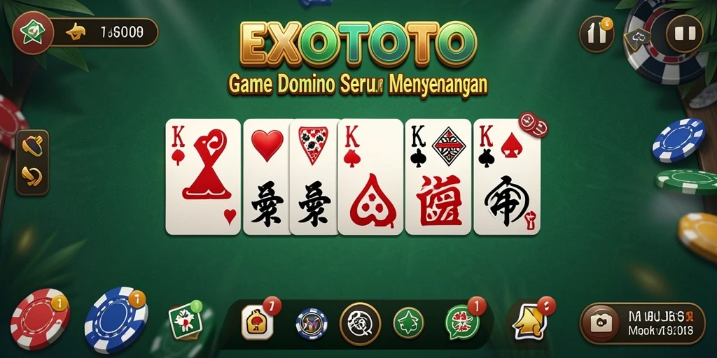 Gameplay seru Domino dalam EXOTOTO dengan teman-teman.