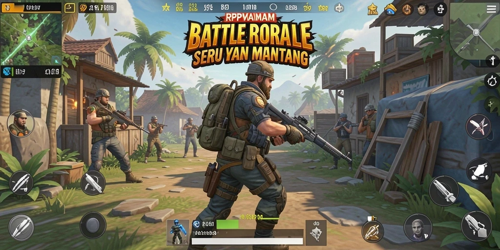 Tampilan gameplay epik dalam RPVIP4, menampilkan pertarungan sengit Battle Royale.