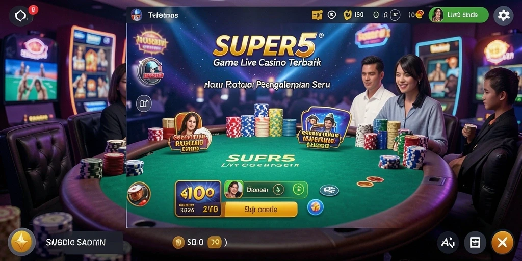 Tampilan gameplay menarik Live Casino SUPER5 yang seru dan interaktif.