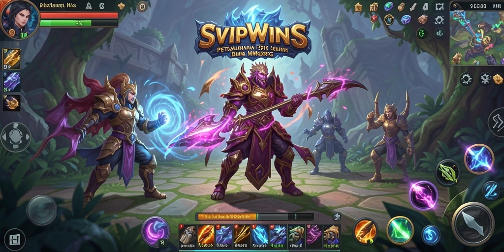 Screenshot gameplay SVIPWINS yang menampilkan pertempuran epik di dunia MMORPG.