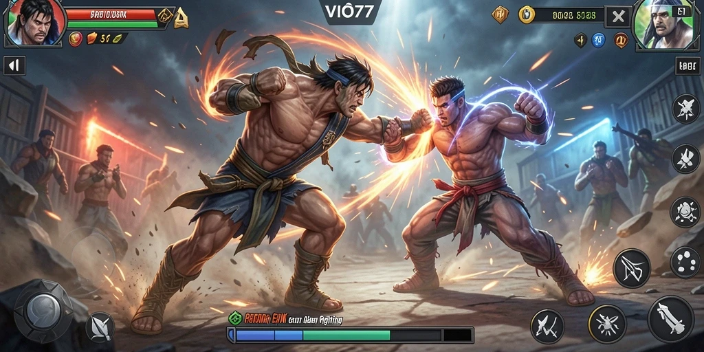 Screenshot gameplay VIO77 menampilkan pertarungan yang intens dan aksi seru.